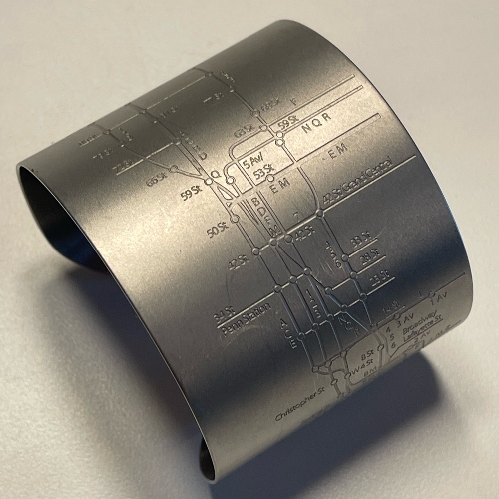 Silver Subway Map Cuff Bracelet